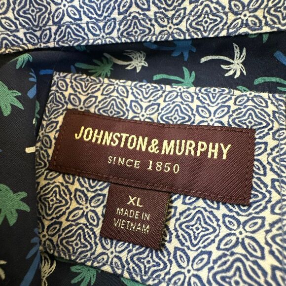 Johnston & Murphy Shirt Mens XL All Over Print AOP Palm Tree Button Down - Picture 5 of 7
